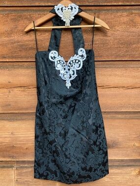 MCCLINTOCK Vintage Jacquard Halter Mini Dress